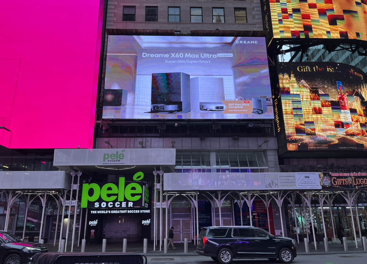 DREAME扫地机器人登陆纽约时报广场纳斯达克大屏