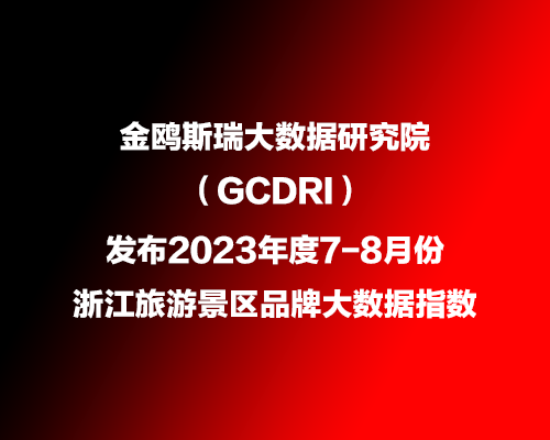 金鸥斯瑞大数据研究院发布2023年7-8月份浙江旅游景点大数据指数